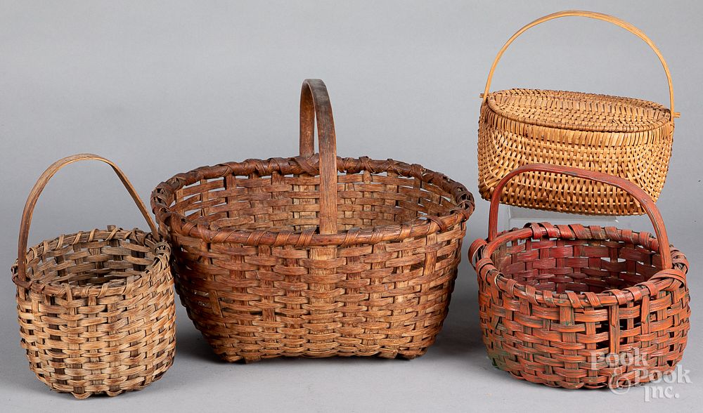 Appraisal: Four splint baskets th th c Four splint baskets th