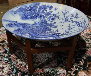 Appraisal: Japanese Large Arita Blue Japanese blue-and-white Arita charger Meiji period