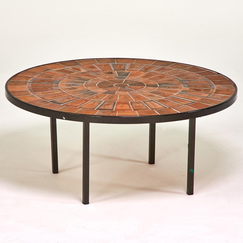 Appraisal: ROGER CAPRON - Coffee table France s Glazed terracotta enameled