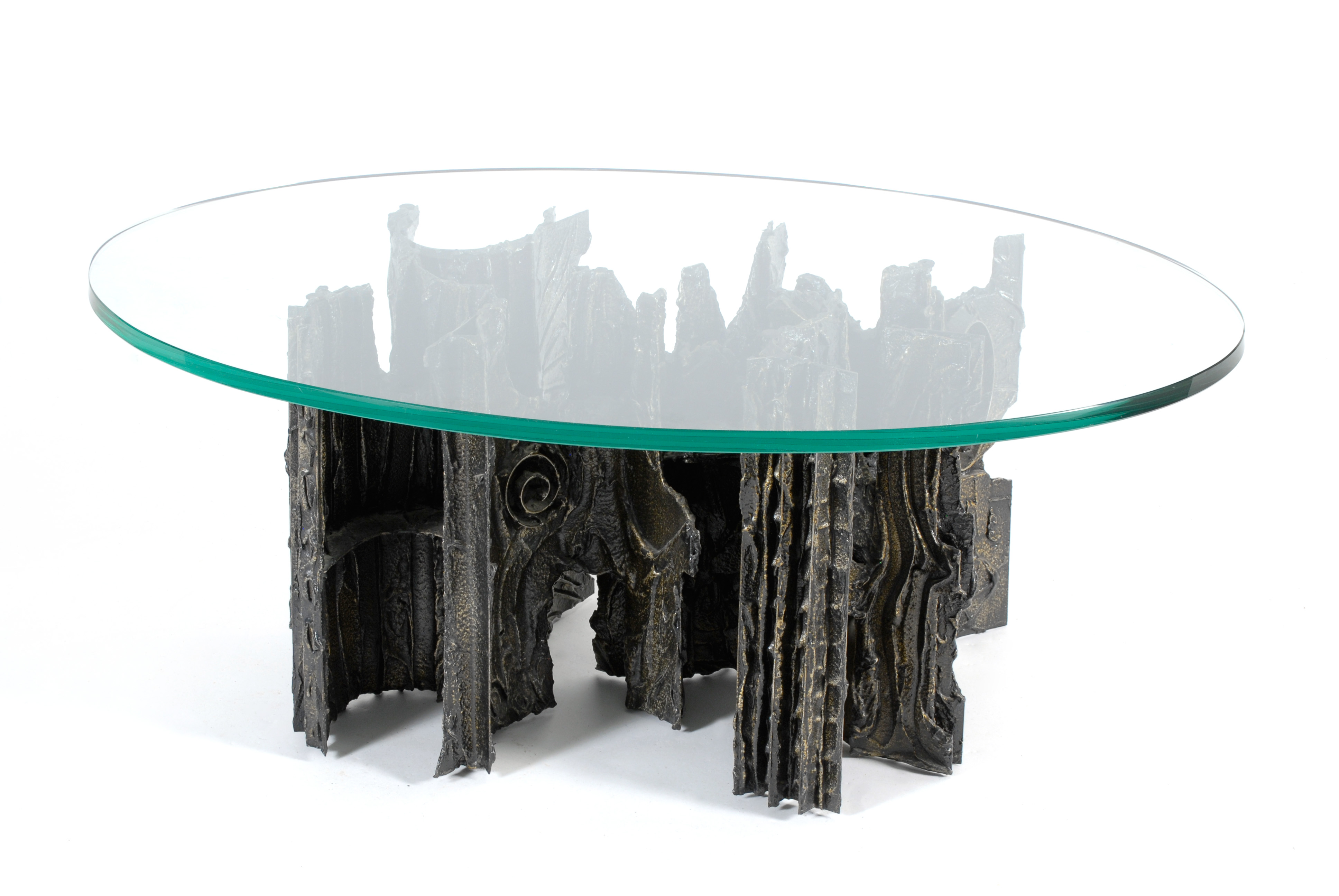 Appraisal: PAUL EVANSAmerican - Cast bronze coffee table Sculptural patinated bronze