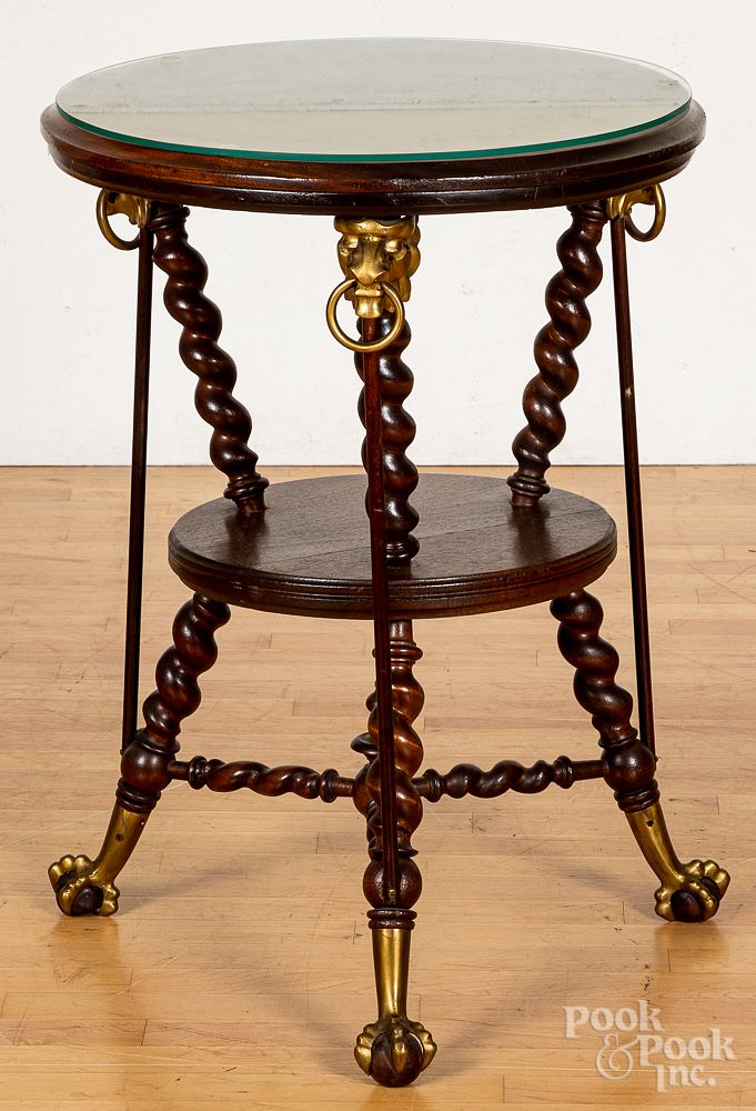 Appraisal: Victorian walnut end table with spiral carved le Victorian walnut