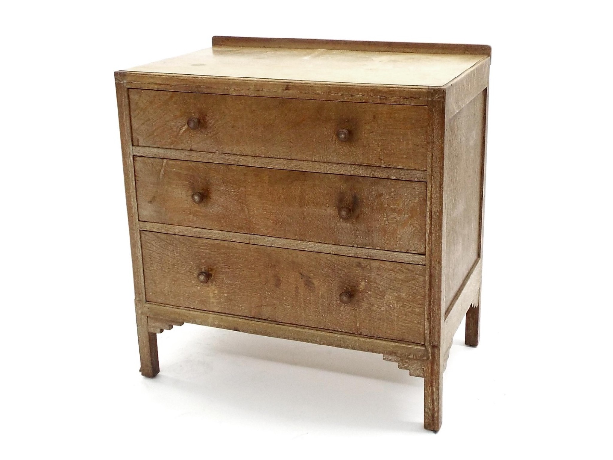 Appraisal: Heals limed oak chest of drawers fitted with three long