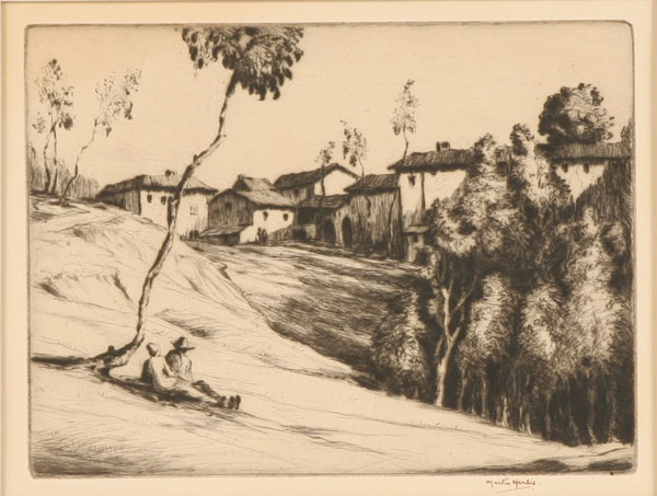 Appraisal: Martin Hardie British - Italian countryside Etching Signed in ink