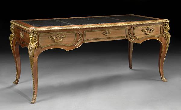 Appraisal: A Louis XV style gilt bronze mounted bureau plat th