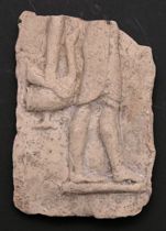 Appraisal: Terracotta Tablet of Male Torso A partial terracotta tablet of