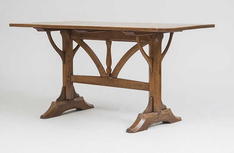 Appraisal: GORDON RUSSEL TRESTLE TABLE Oak labeled and dated x x