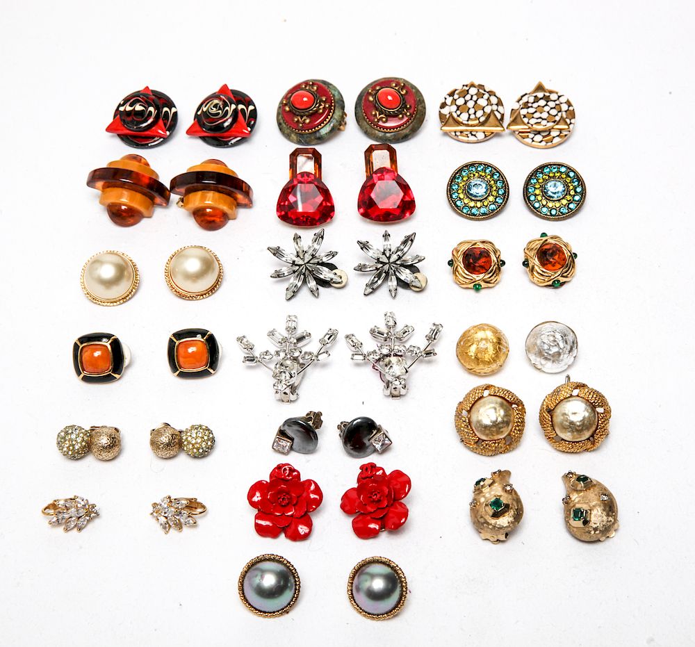 Appraisal: Costume Jewelry Earrings Including Chanel Group of costume jewelry earrings