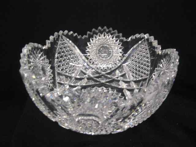 Appraisal: Cut Glass Bowl Hawkes feston point hobstar on base ''