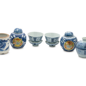 Appraisal: Six Chinese Blue and White Porcelain Articles comprising two covered