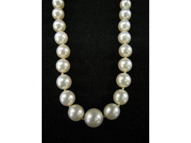 Appraisal: Pearl Necklace long graduated to mm k yellow gold clasp