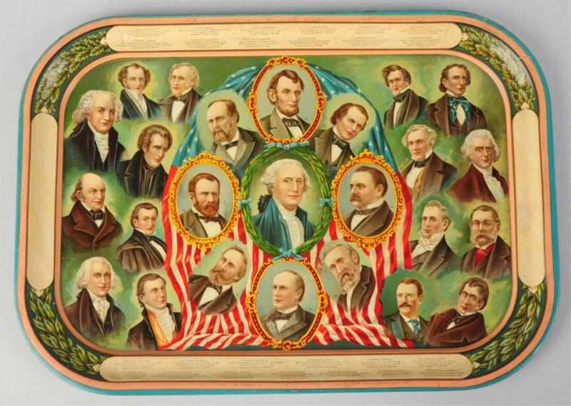 Appraisal: Political President's Tray With presidents depicted Just a few scrapes