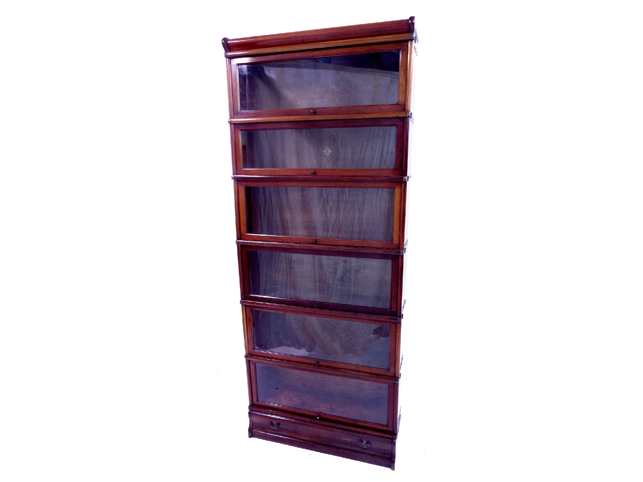 Appraisal: Globe Wernicke mahogany six section bookcase with shaped cornice and