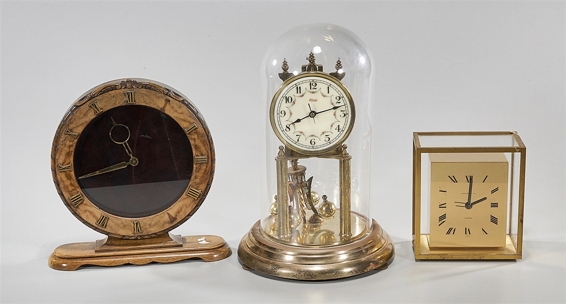 Appraisal: Group of three clocks including Tiffany Co desk clock Kundo