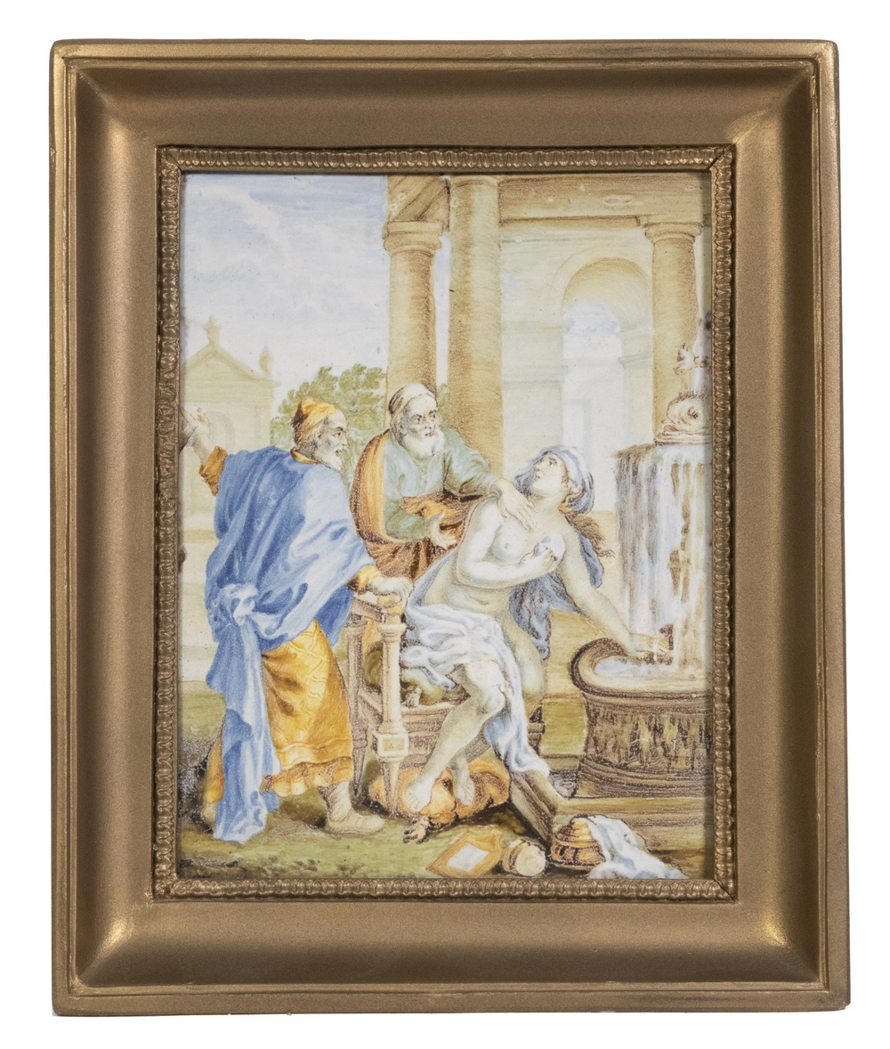 Appraisal: ITALIAN CASTELLI MAIOLICA PLAQUE ATTRIBUTED TO CARMINE GENTILI ITALY -