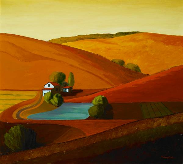 Appraisal: n a John Mancini American born Landscape in Red and