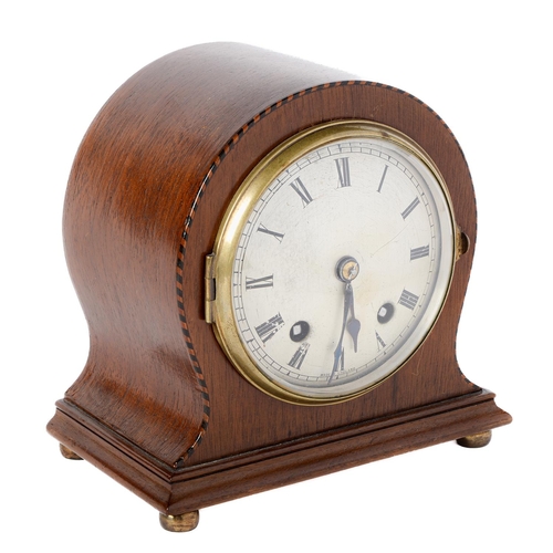 Appraisal: A mahogany and broken line inlaid mantel clock early th