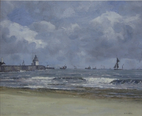 Appraisal: CAMPBELL A MELLON BRITISH - LIGHTHOUSE AT GORLESTON-ON-SEA Oil on