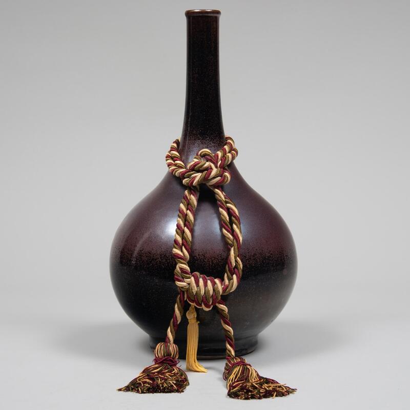 Appraisal: Dark Purple Glazed Bottle Vase Probably Chinese Unmarked together with