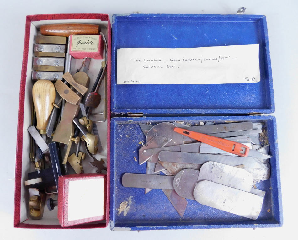 Appraisal: Various violin maker's tools to include three miniature brass planes