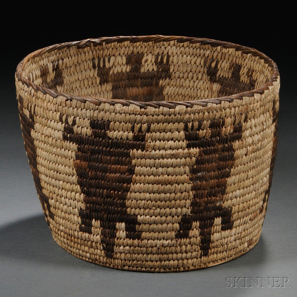 Appraisal: Tohona O'dham Papago Pictorial Basket with seven vertical lizards ht