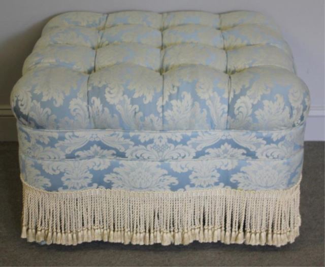 Appraisal: Decorative Upholstered Ottoman with Tuftingand Fringe From a Lexington Ave