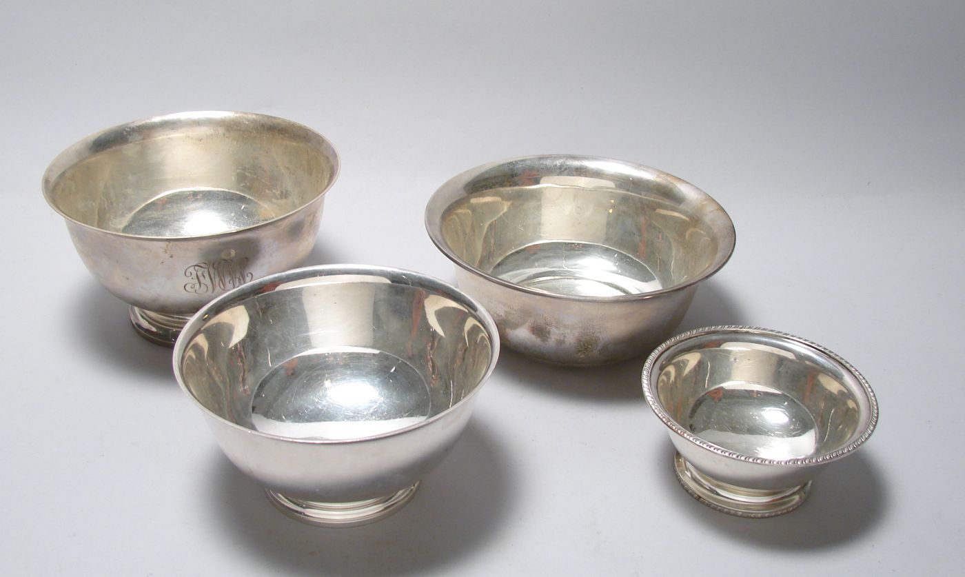 Appraisal: FOUR STERLING SILVER BOWLS By various makers Includes two Paul