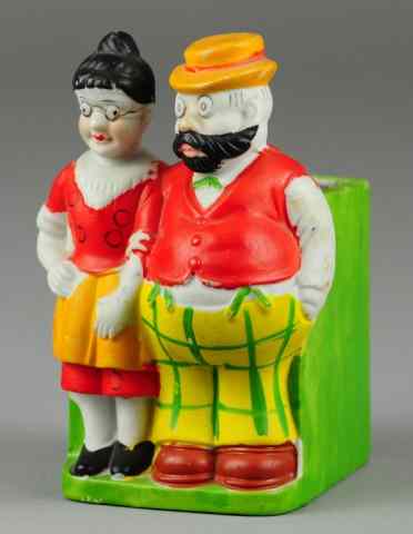 Appraisal: UNCLE WILLIE AND EMMY BISQUE TOOTHBRUSH HOLDER Japan copy F