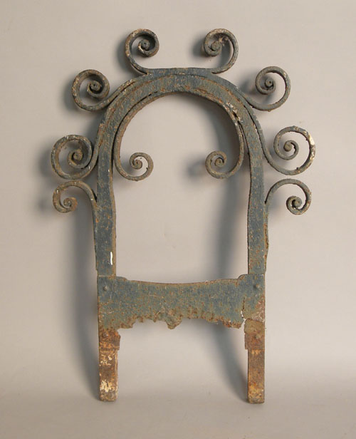 Appraisal: Wrought iron boot scraper th c with scrolled crest h