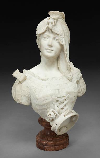 Appraisal: A Continental carved marble bust late th century The young