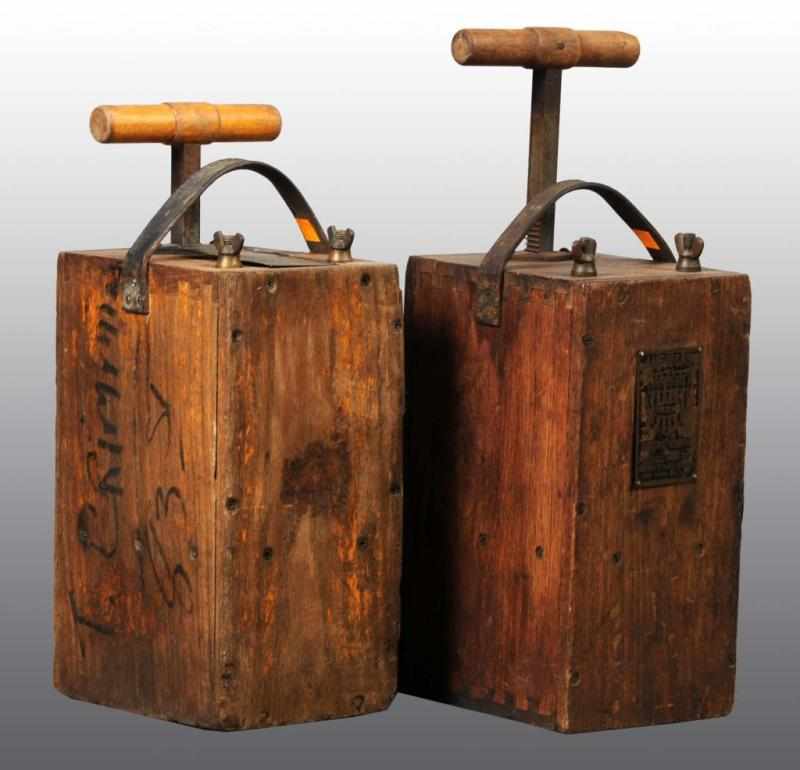 Appraisal: Lot of Early Wooden Blasting Boxes Description Late s to