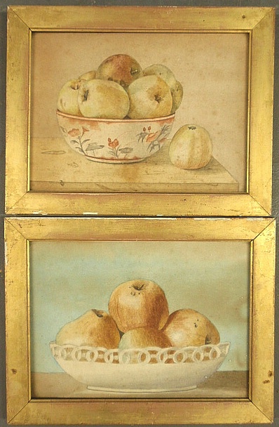 Appraisal: - Pair of th c watercolor still life paintings of