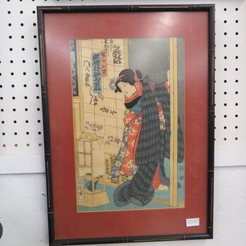 Appraisal: Japanese Woodblock Print by Kunichika Uniyoe Kabuki image area approx