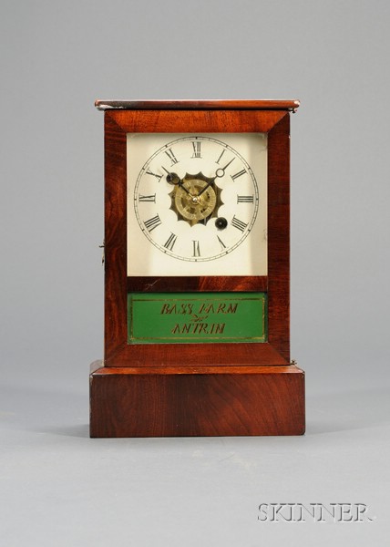 Appraisal: Mahogany and Pine Cottage Clock Connecticut with painted zinc dial