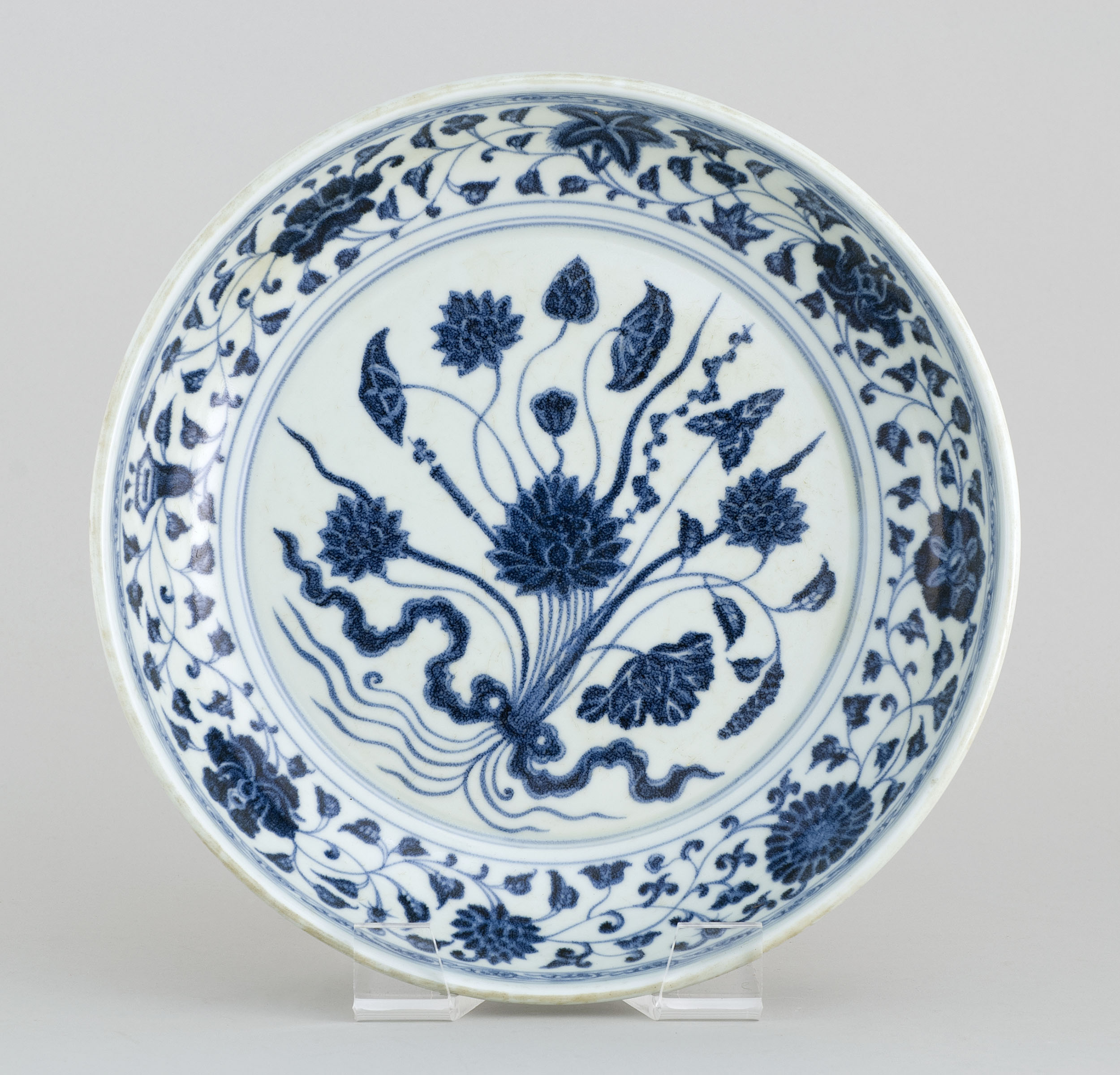 Appraisal: BLUE AND WHITE PORCELAIN DEEP DISH Ming StyleWith lotus design