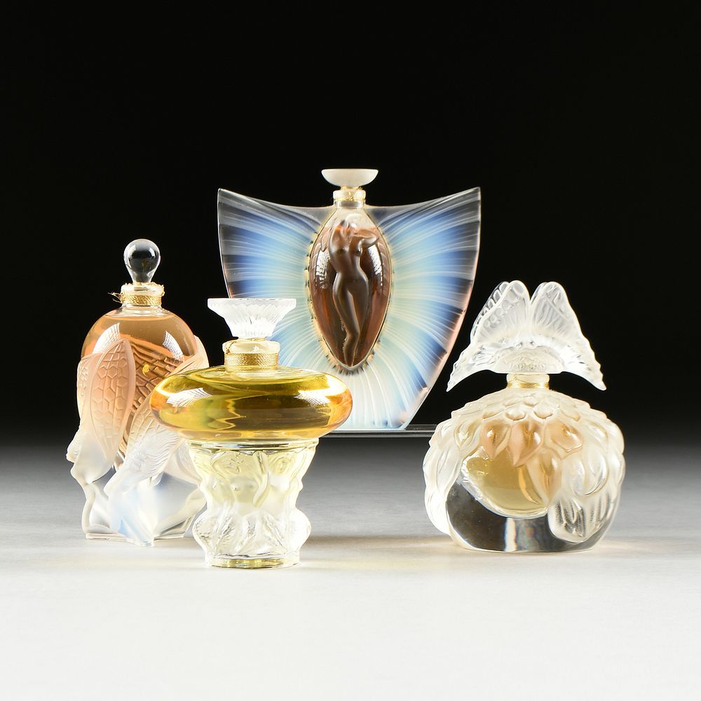 Appraisal: FOUR FRENCH LALIQUE PERFUME BOTTLES FROM THE FLACON COLLECTION PARIS