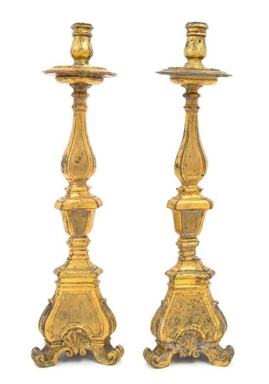 Appraisal: Sale Lot A Pair of Continental Gilt Bronze Candlesticks each