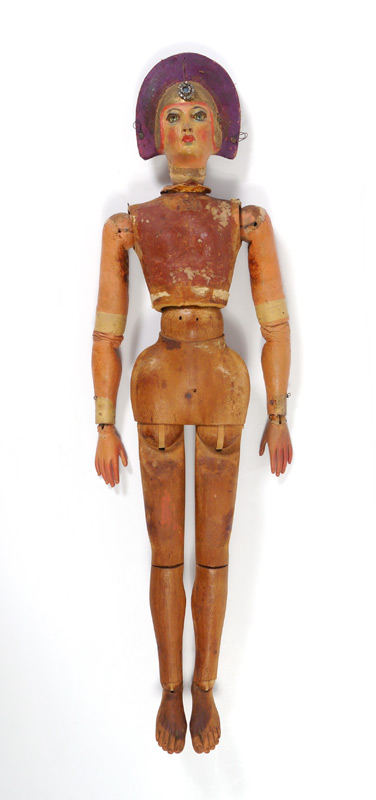 Appraisal: ITALIAN TH CENTURY MARIONETTE WITH CASE Carved wood and composite