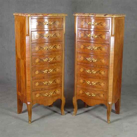 Appraisal: Pair of Semanier th Century Leopardskin marble tops above seven