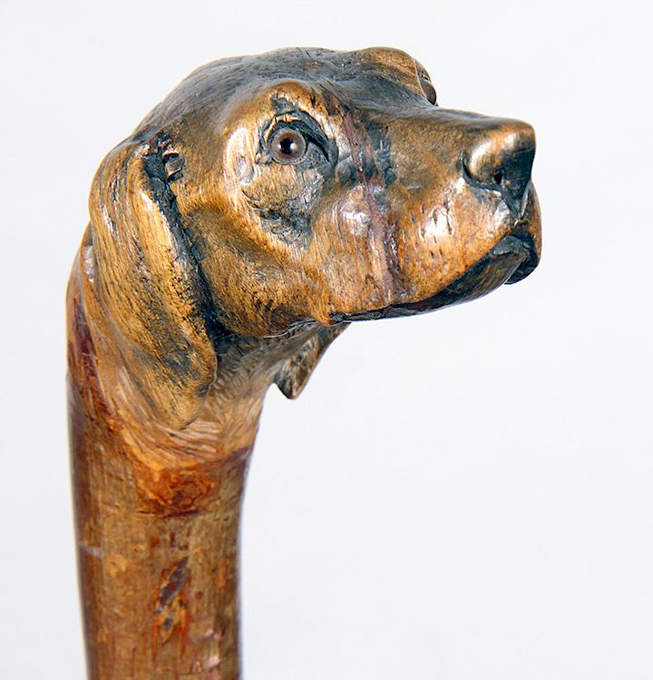 Appraisal: Hunting Dog Cane Exclusive on Bidsquare Ca - A carved