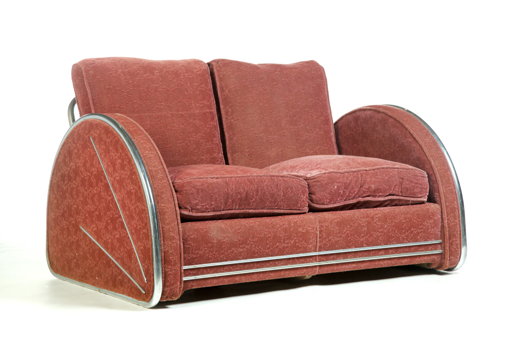 Appraisal: ART DECO LOVESEAT BY DONALD DESKEY FOR ROYAL CHROME American