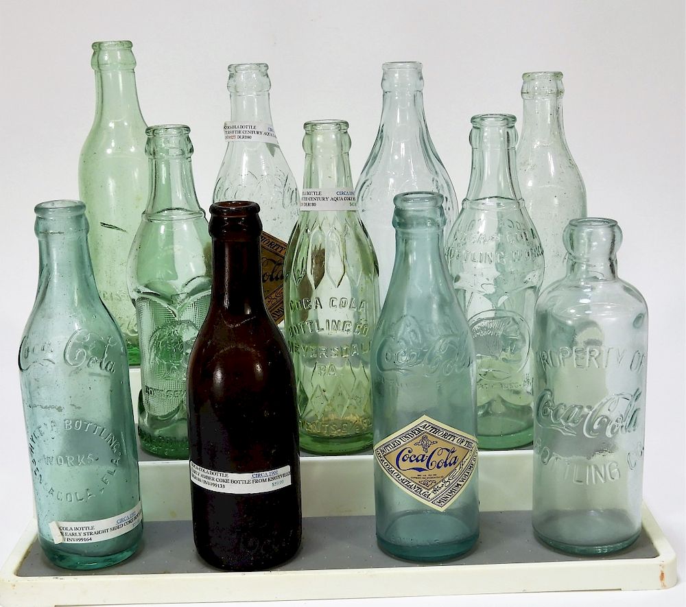 Appraisal: PC Coca-Cola Antique Glass Soda Bottle Group United States th-Early