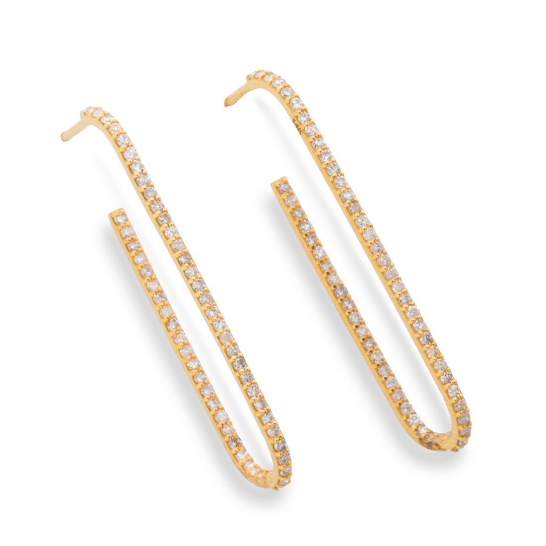 Appraisal: A PAIR OF DIAMOND AND FOURTEEN KARAT GOLD EARRINGS A