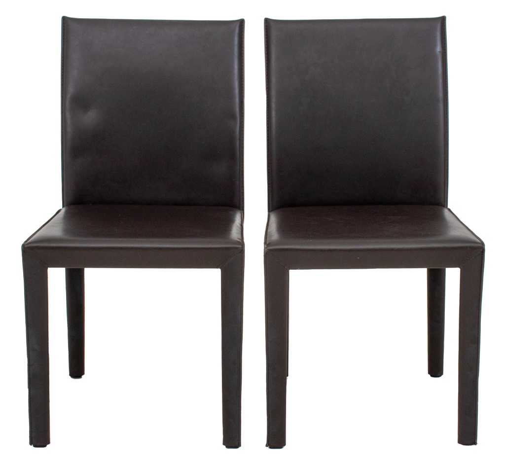 Appraisal: MARIA YEE BROWN FAUX LEATHER DINING CHAIR Pair of American