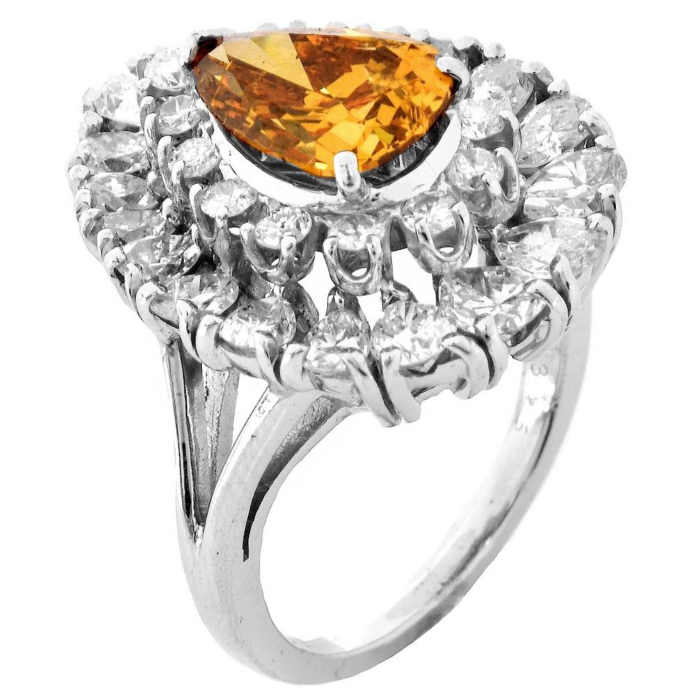 Appraisal: ct Fancy Yellow Diamond Ring Approx Carat Pear Shape Fancy