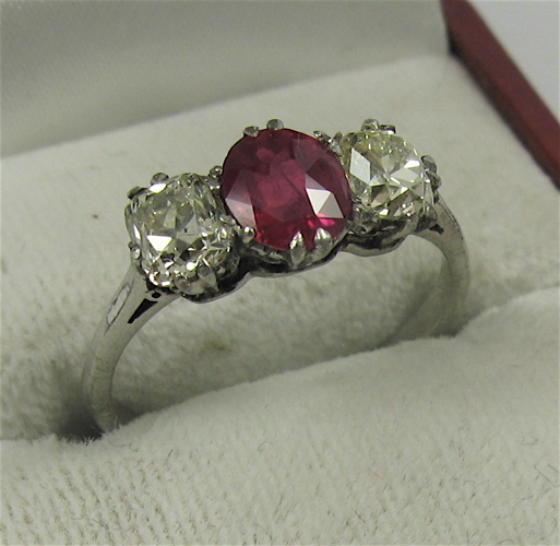 Appraisal: RUBY DIAMOND AND PLATINUM WHITE GOLD RING set with two