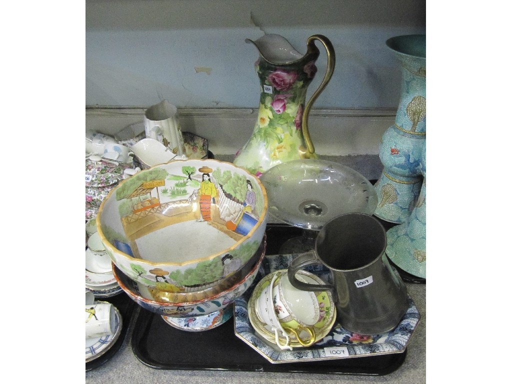 Appraisal: Lot comprising tray lot - punch bowls pewter tankard etc