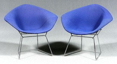 Appraisal: Two Harry Bertoia Diamond chairs chrome plated steel rod construction