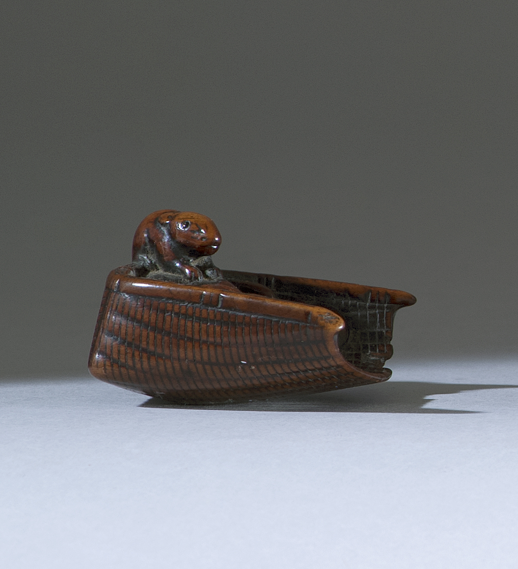 Appraisal: WOOD NETSUKE Circa In the form of a rat and