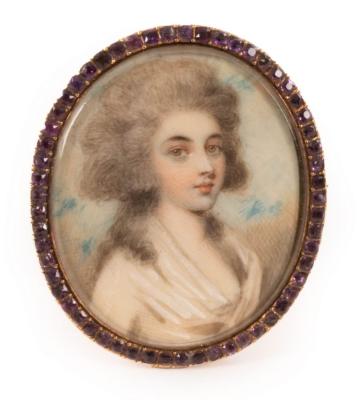 Appraisal: Follower of Plimer Portrait Miniature of a Lady looking left