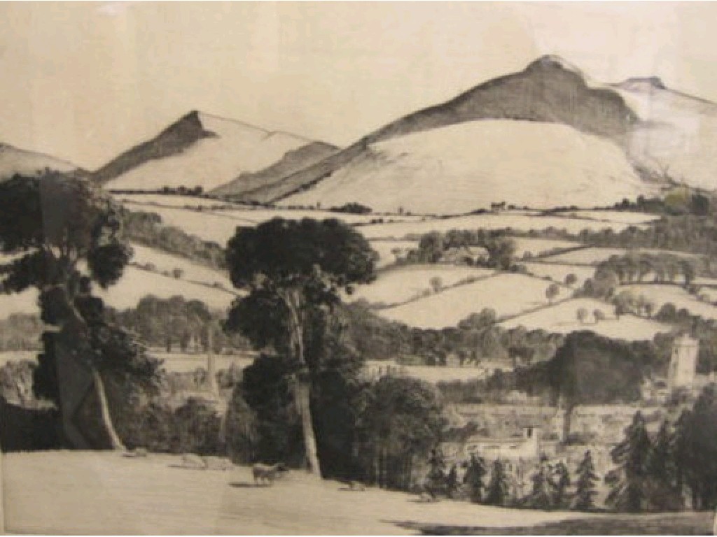 Appraisal: SAM GARRATT Brecon Cathedral and Brecon Beacons from Penlan etchings